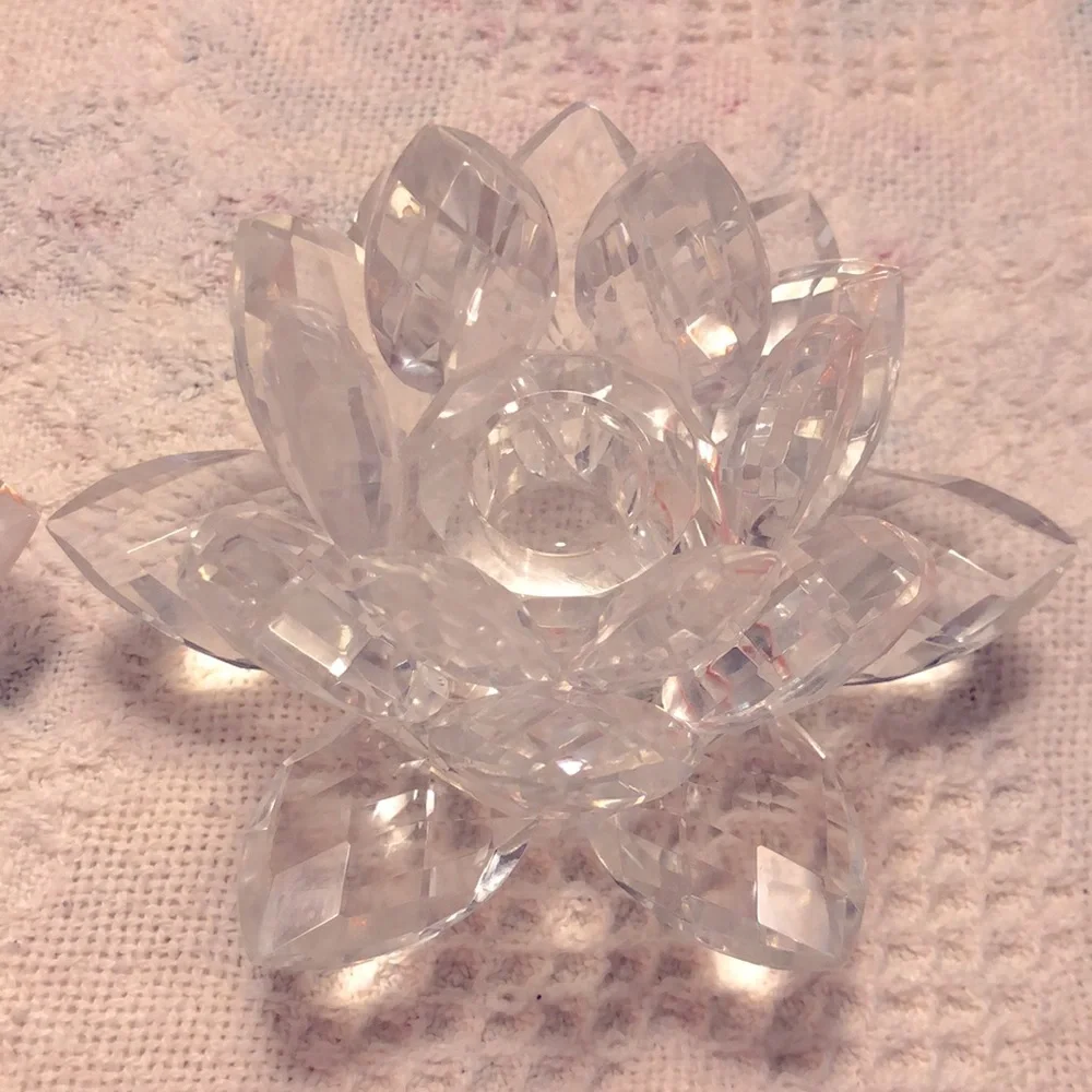 Crystal Lotus Candle Holders 5”x 3.25”